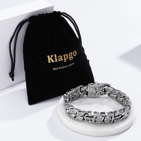 Vintage Cross Men Bracelet Stainless Steel Men's link Bracelet Silver 8.66" - Picture 6 of 6